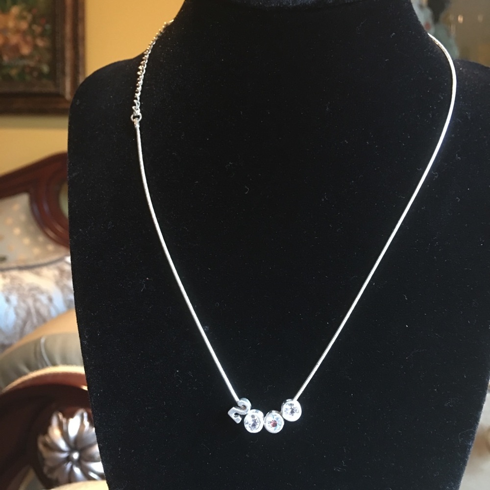 Silver necklace.